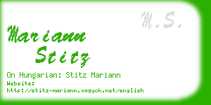 mariann stitz business card